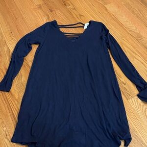 Olive+Oak Navy Long Sleeve Dress with V-Neck